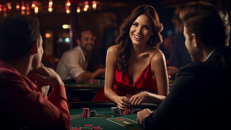 Live croupier displaying card during Kembang Kempis draw